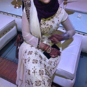 Pakistani White/Creme and Purple Maxi Dress